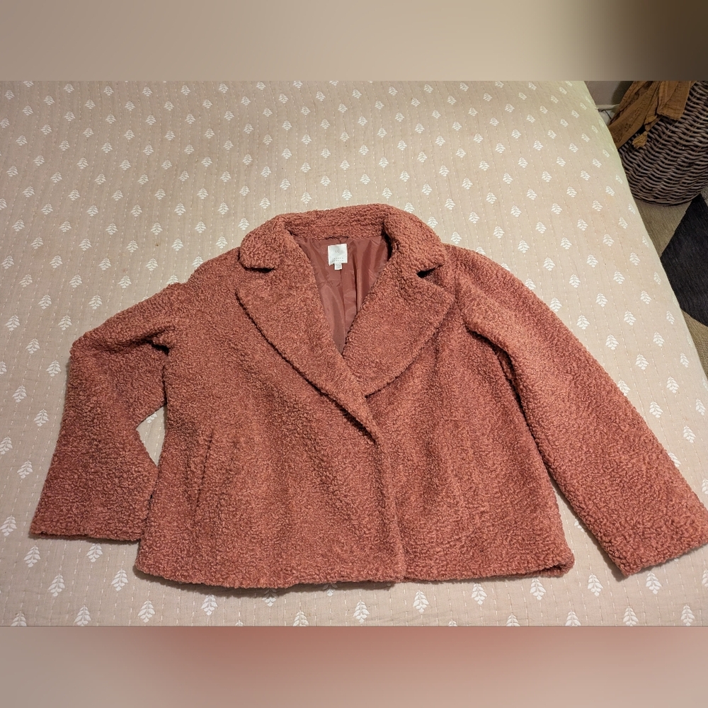 LC Lauren Conrad Pink Teddy Jacket coat xxl - Picture 1 of 10